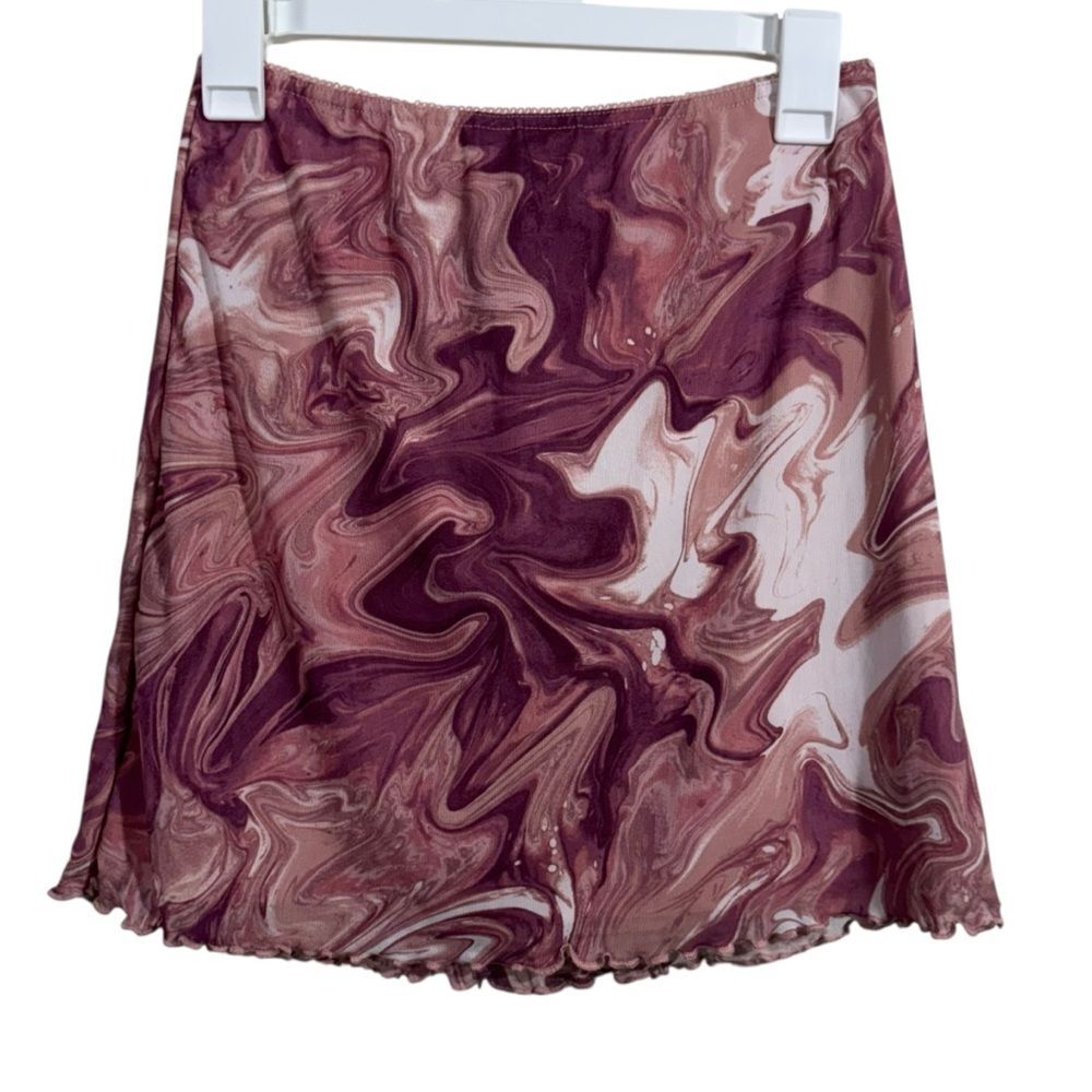 Urban Outfitters Pink Mesh Printed Tie Dye Mini Skirt